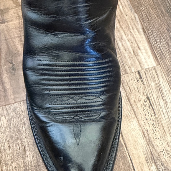 Lucchese Black Leather Cowboy Boots EUC - Picture 12 of 12